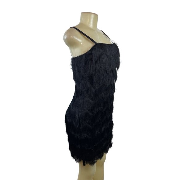 Milly Women's Black Fringe Sleeveless Mini Dress Sz 6 - New - Picture 2 of 9